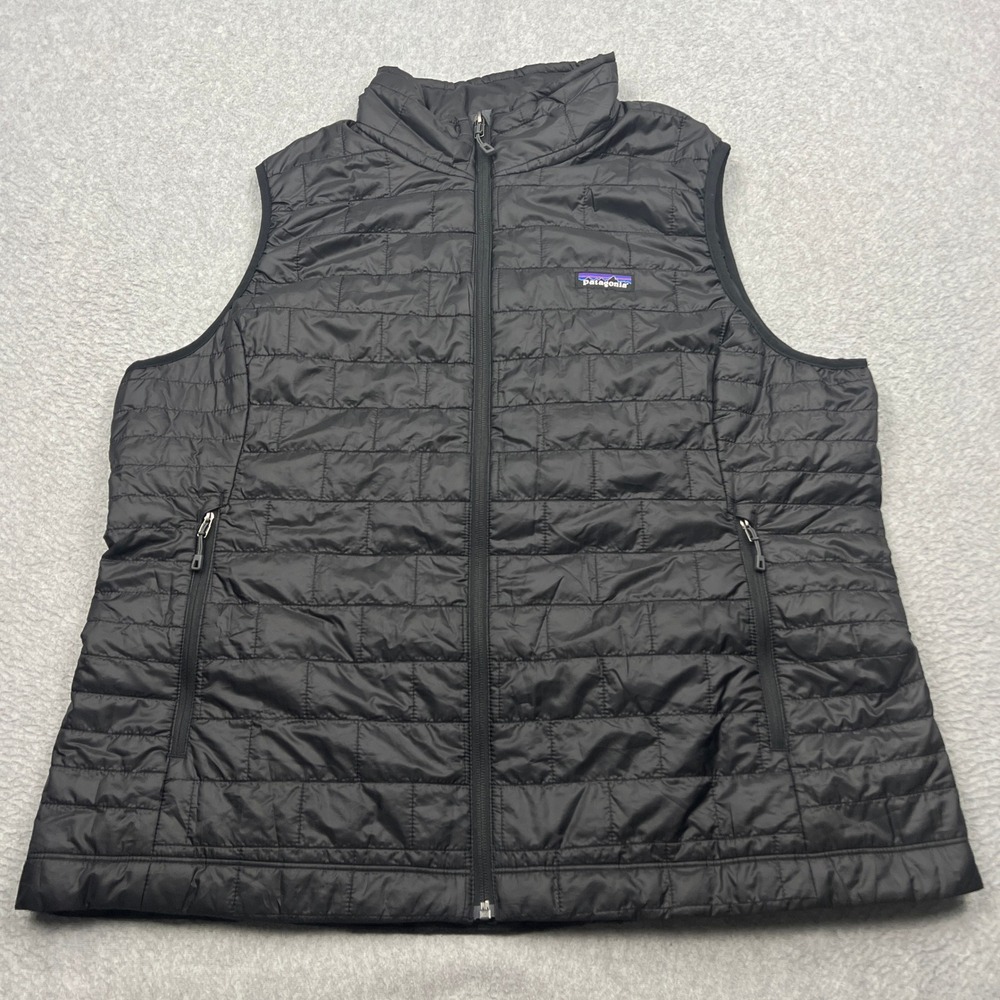 Patagonia Nano Puff Vest Womens XXL Black Quilted Insulated Full Zip Puffer